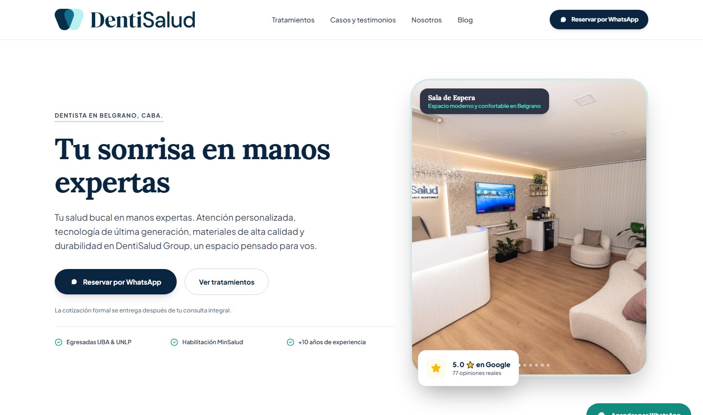 Captura real web DentiSalud Group